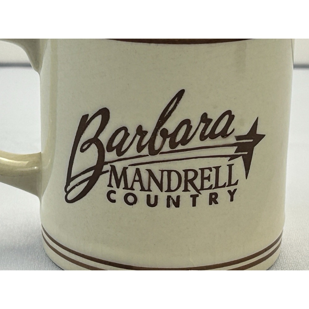 Vintage Barbara Mandrell Country Coffee Mug Cup Cream Brown Stoneware Crazing - Picture 5 of 11